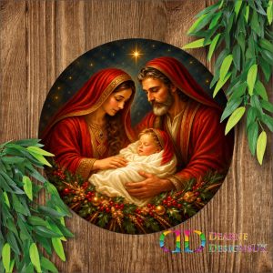 Nativity wreath sign, Nativity wall decor, Christian Christmas wall art, Baby Jesus print, Mary and Joseph Christmas decoration