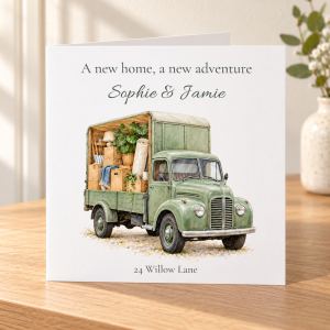 Moving House Card | Vintage Moving Van | Names & Address