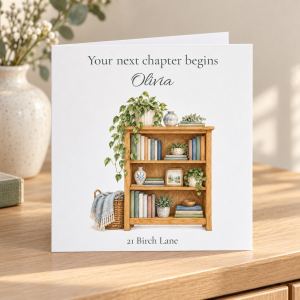 Personalised New Home Card for Book Lovers | Your Next Chapter Begins | Name & Address