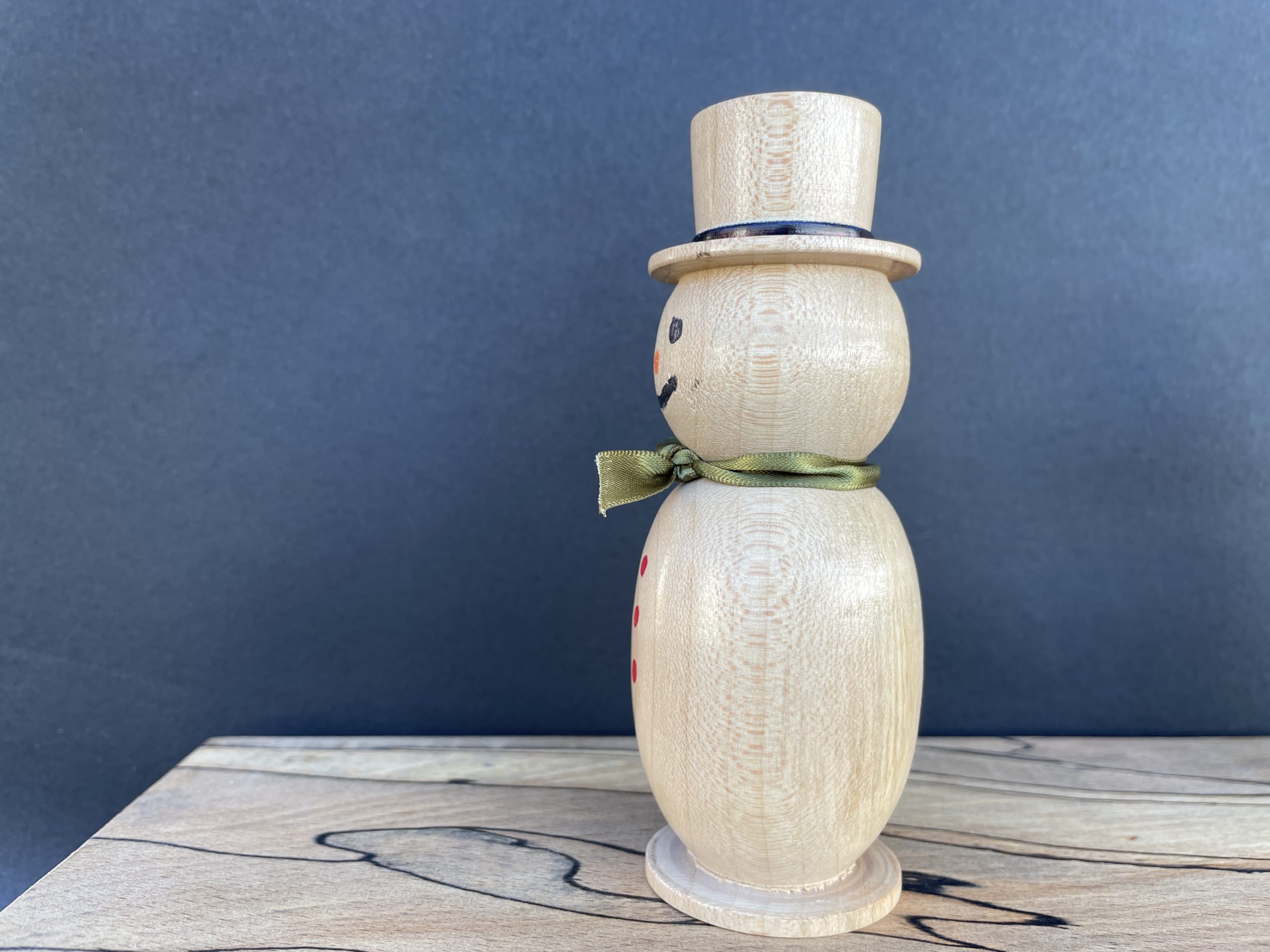 Hand Turned pair of Wooden Snowman Set – Handmade Wooden Christmas Decorations – Unique Woodturning Gift - Image 5