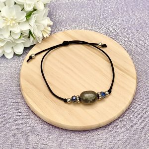 Dark Grey Cracked Jade Adjustable Cord Bracelet