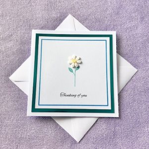 Handmade 'Thinking of You' Card with Daisy Embellishment