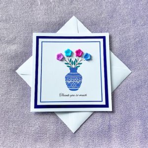 Handmade Thank You Card with Button Flower Vase