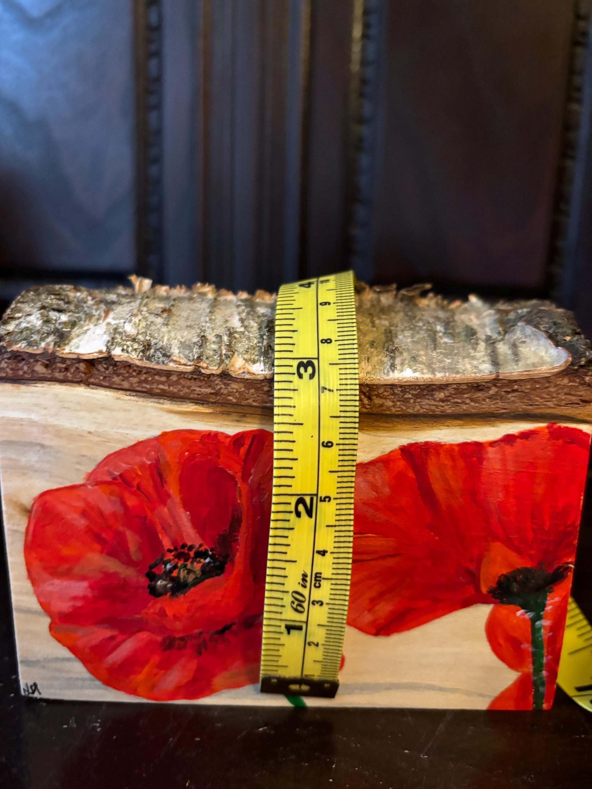 Red Poppies - handpainted original art, wood slice, floral meadow art, uk - Image 8