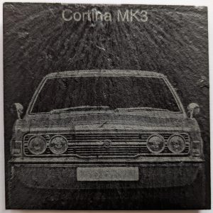 Ford Cortina MK3 slate coaster personalised reg