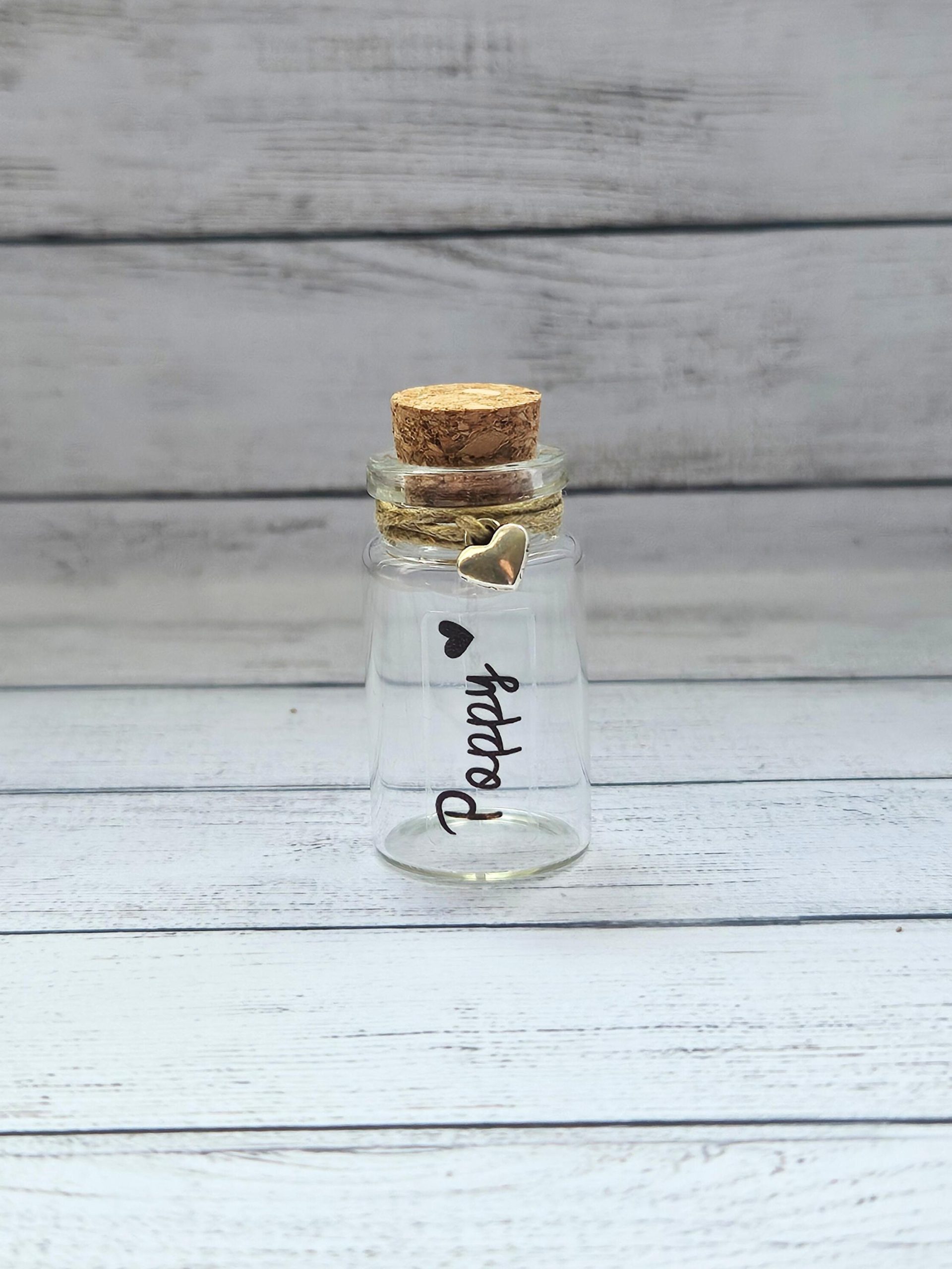 Custom Name Memorial mini jar bottle, Pet Loss, Ashes, Remembrance, Memory Keepsake, Pet Fur Container, Personalised Name, Wedding favours - Image 3