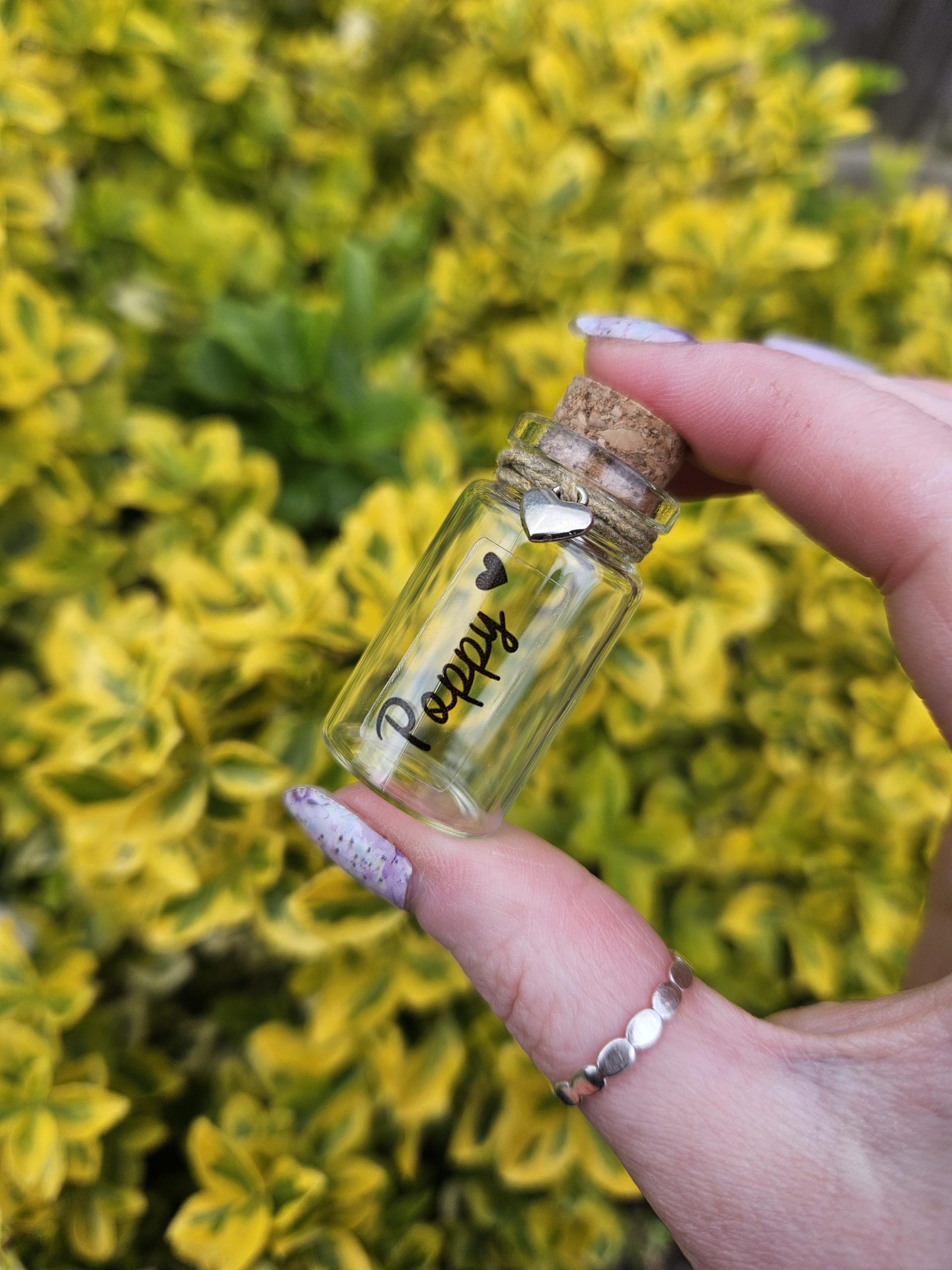 Custom Name Memorial mini jar bottle, Pet Loss, Ashes, Remembrance, Memory Keepsake, Pet Fur Container, Personalised Name, Wedding favours - Image 4