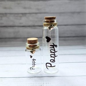 Custom Name Memorial mini jar bottle, Pet Loss, Ashes, Remembrance, Memory Keepsake, Pet Fur Container, Personalised Name, Wedding favours