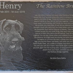 Custom Pet Memorial Slate Placemat – Engraved with Photo, Name & Poem