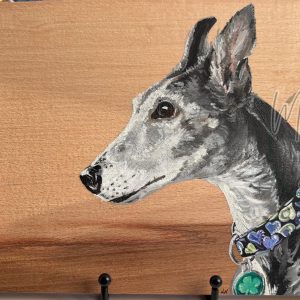 Hand Painted Pet Portrait on Natural Wood Slice – Custom Acrylic Art