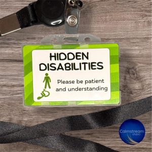 Hidden Disabilities Lanyard Card – Aluminium Awareness Badge, Green Pattern – Patient Understanding ID