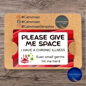Chronic Illness Awareness Badge – Please Give Me Space Aluminium Card (Red Pattern)