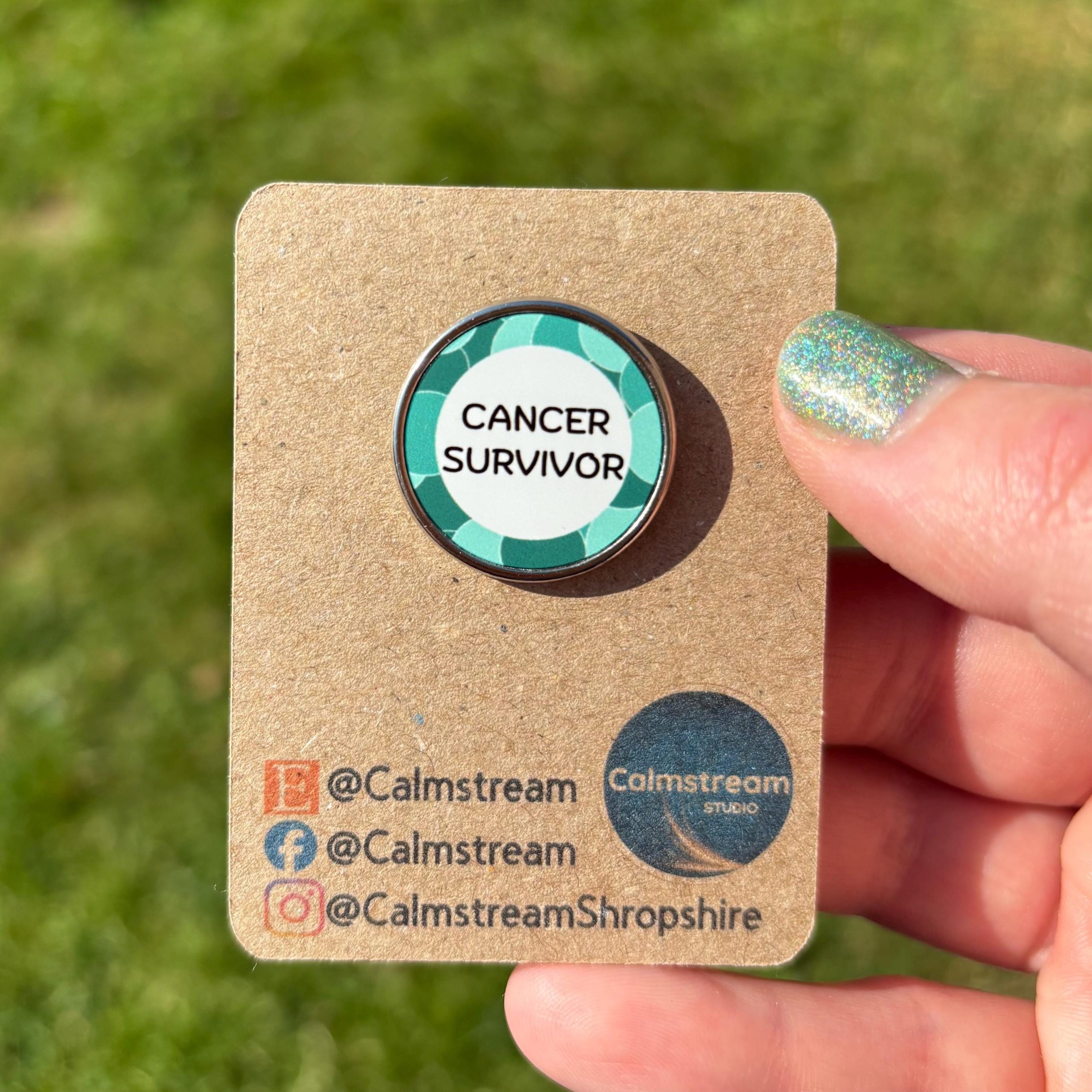 Cancer Survivor Awareness Badge – Teal Still Here Pin – Hope & Strength, New Design