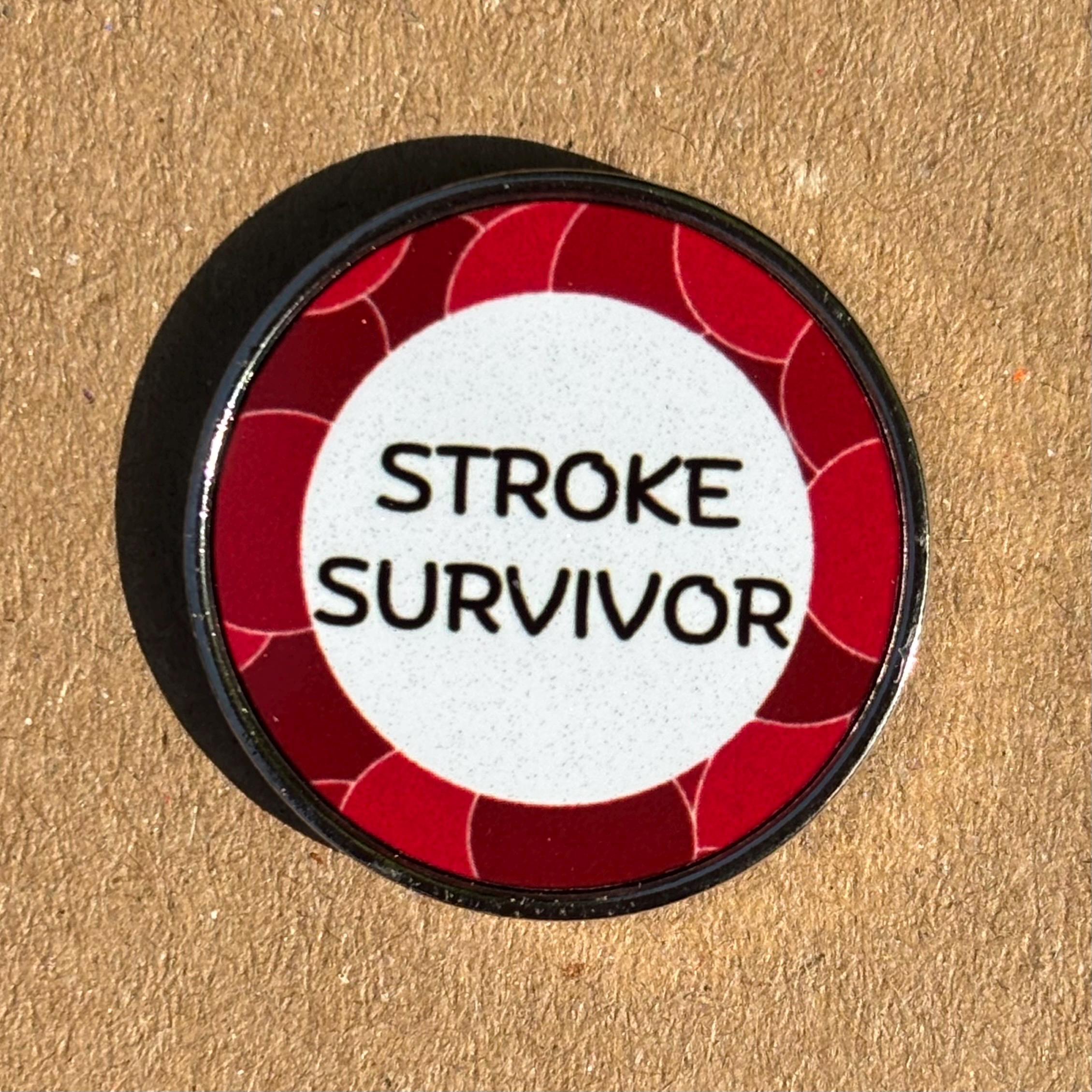Stroke Survivor Pin Badge – Red Awareness – Stainless Steel – 25 mm