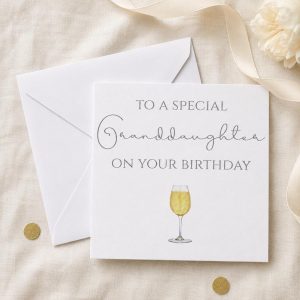 Granddaughter Birthday Card, Elegant Wine Glass Design, Blank Inside