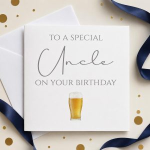 Uncle Birthday Card, Beer Pint Design, Blank Inside