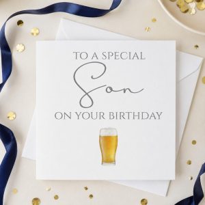 Son Birthday Card, Beer Pint Design, Blank Inside
