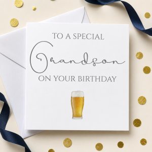 Grandson Birthday Card, Beer Pint Design, Blank Inside
