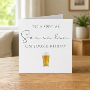 Son in Law Birthday Card, Beer Pint Design, Blank Inside