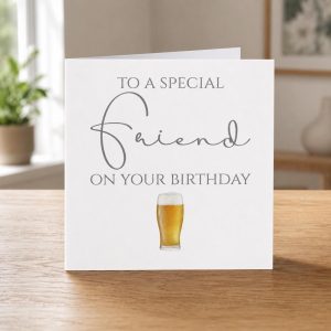 Friend Birthday Card for Him, Beer Pint Design, Blank Inside