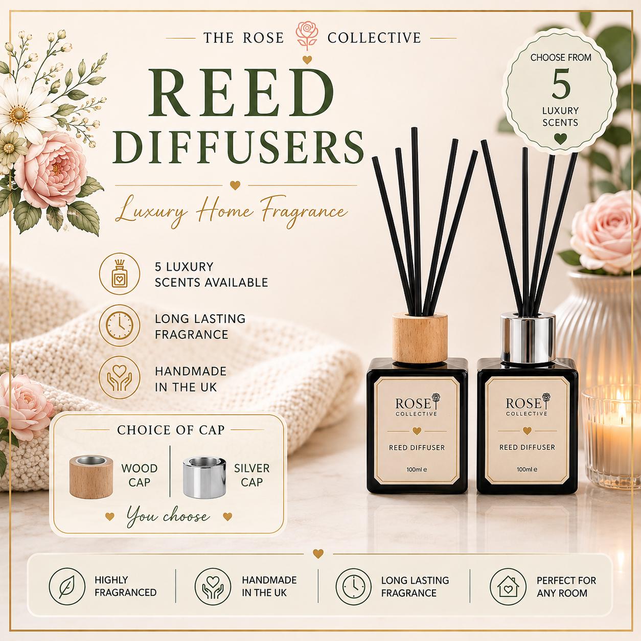 Luxury Reed Diffuser 100ml, Handmade UK, Long Lasting Home Fragrance