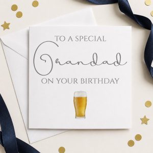 Grandad Birthday Card, Beer Pint Design, Blank Inside