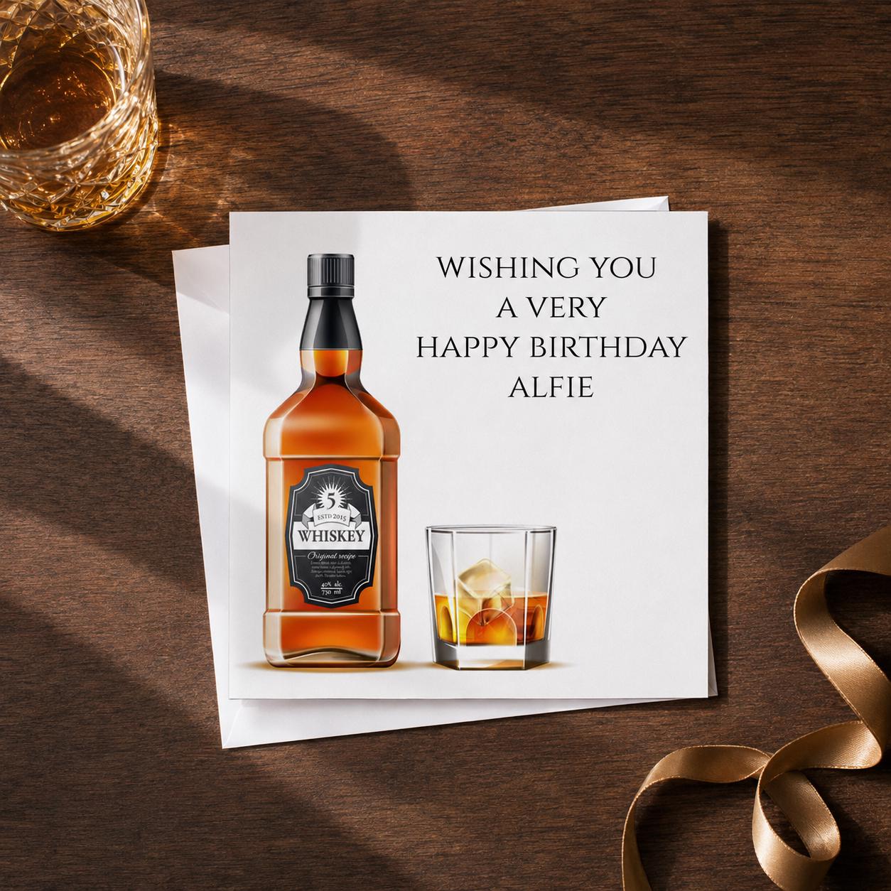 Personalised Whisky Birthday Card for Him, Dad, Husband or Grandad