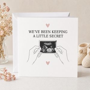 Personalised Pregnancy Announcement Card | Little Secret Scan Design | Name & Due Date