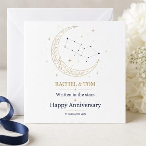 Personalised Anniversary Card | Written in the Stars | Moon & Stars, Names & Date
