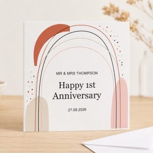 Personalised Anniversary Card | Modern Boho Arches | Names & Year