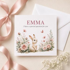 Personalised Godmother Proposal Card | Pink Floral Bunny | Godmother & Baby Names