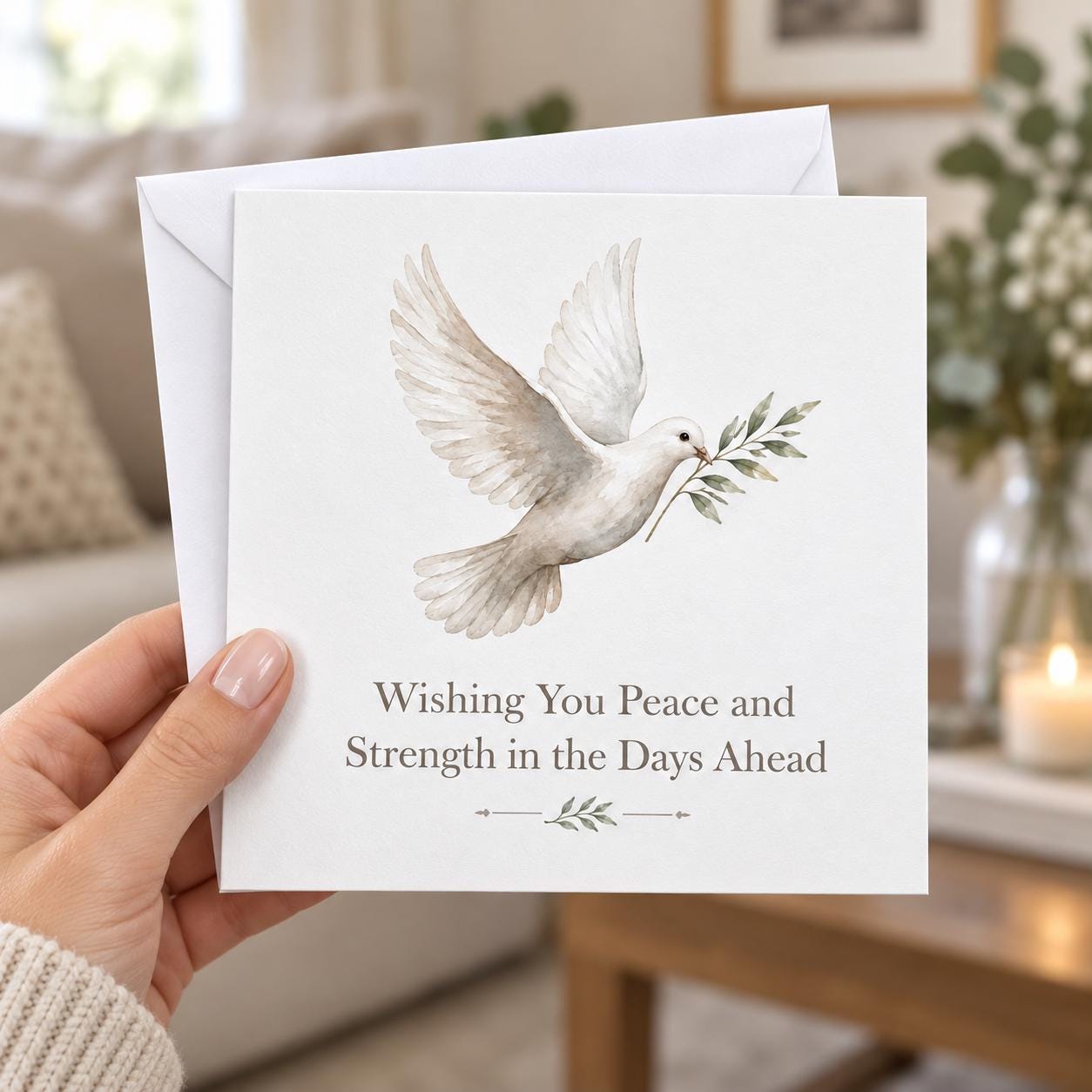 Peace and Strength Sympathy Card | White Dove | Bereavement & Condolence Card - Image 5