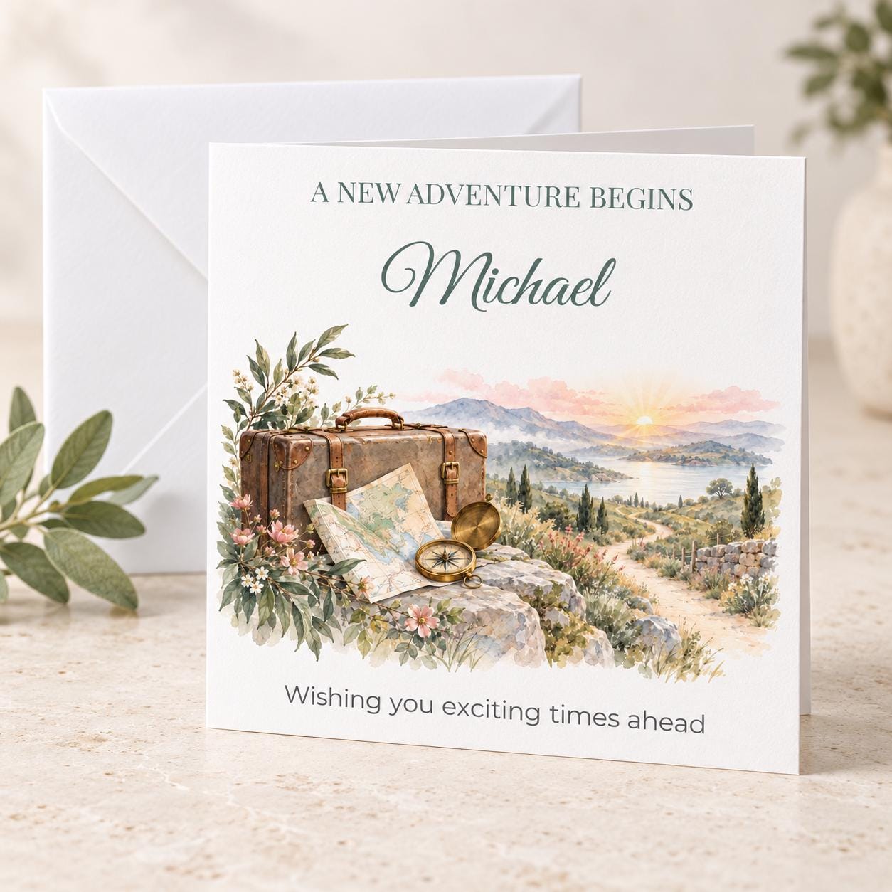 Personalised New Adventure Leaving Card | Good Luck for New Job or Travels | Any Name