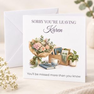 Personalised Sorry You're Leaving Card for Her | Colleague Farewell | Any Name