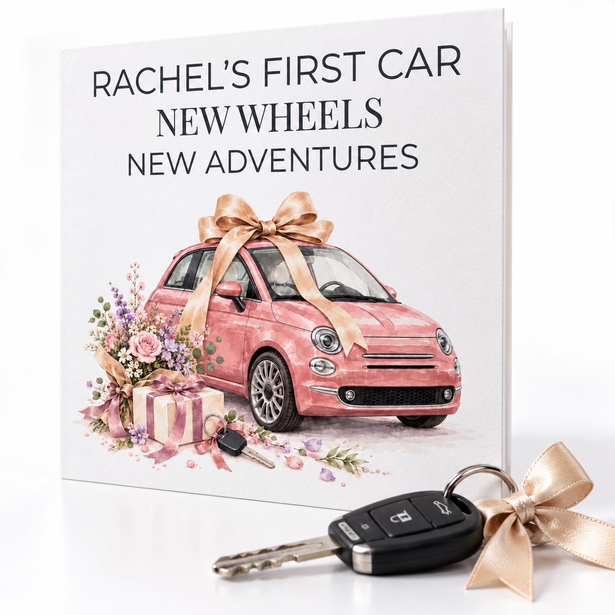 Personalised First Car Card for Her | Pink Car, New Car Congratulations | Any Name - Image 5
