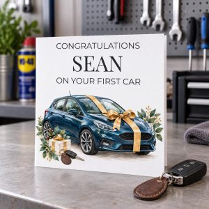Personalised First Car Card for Him | New Car Congratulations | Any Name