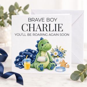 Personalised Post Operation Card for a Boy | Brave Boy Dinosaur | Any Name