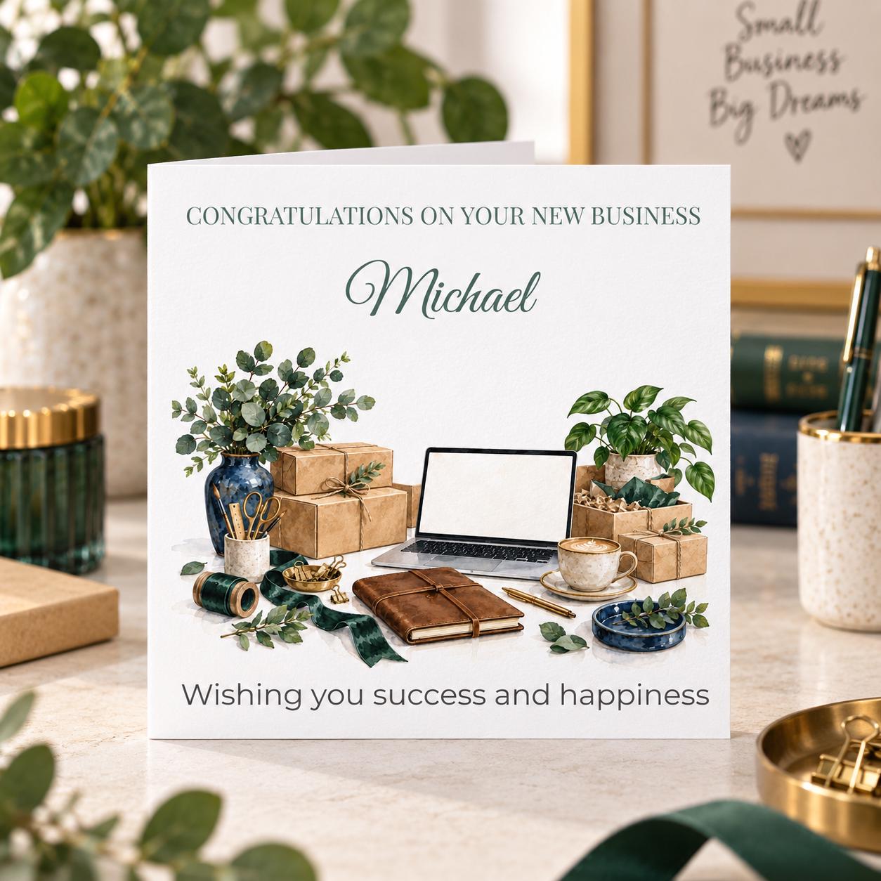 Personalised New Business Card for Him | Good Luck on Your New Venture | Any Name