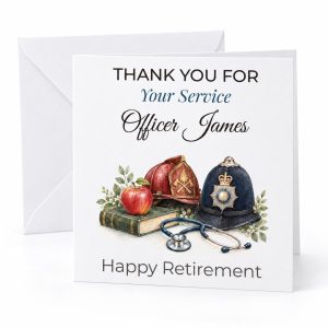 Personalised Thank You for Your Service Retirement Card | Police, Fire, Nurse or Teacher