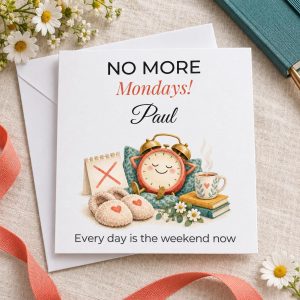 Personalised Funny Retirement Card | No More Mondays, Every Day Is the Weekend | Any Name