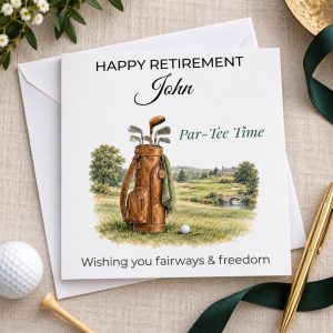 Personalised Golf Retirement Card for Him | Par-Tee Time | Funny, Any Name
