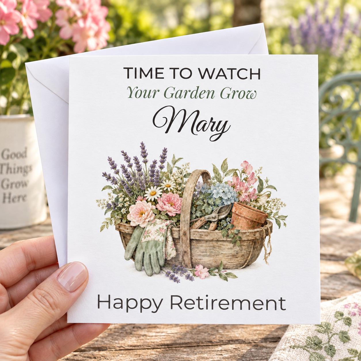 Personalised Gardening Retirement Card for Her | Watch Your Garden Grow | Any Name - Image 5