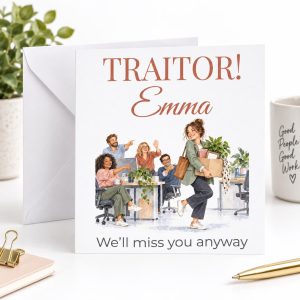 Personalised Funny Leaving Card for Her | Traitor, We'll Miss You | Any Name