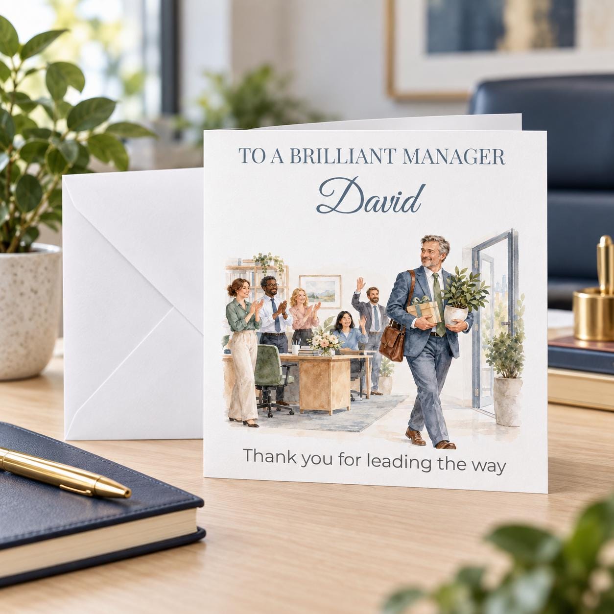 Personalised Manager Leaving Card for Him | Thank You Boss | From the Team, Any Name - Image 2