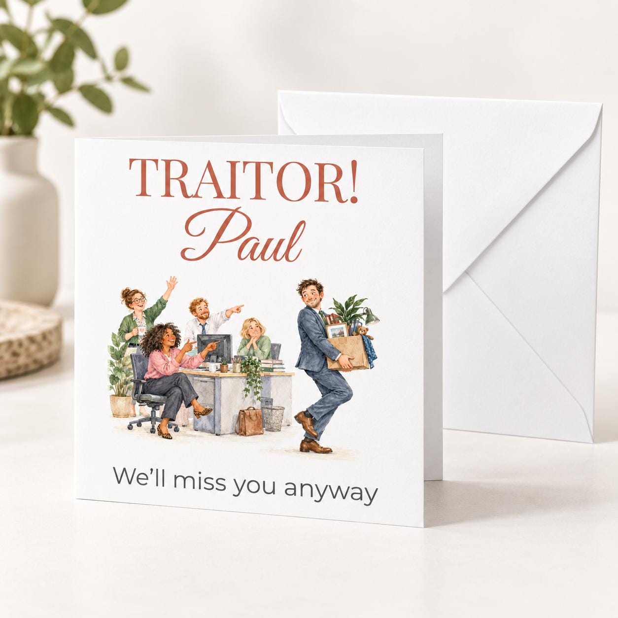 Personalised Funny Leaving Card for Him | Traitor, We'll Miss You | Any Name - Image 2