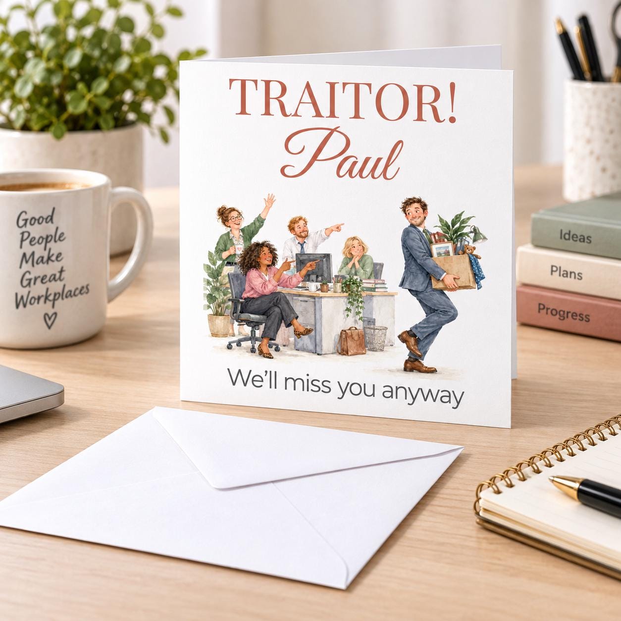 Personalised Funny Leaving Card for Him | Traitor, We'll Miss You | Any Name - Image 3