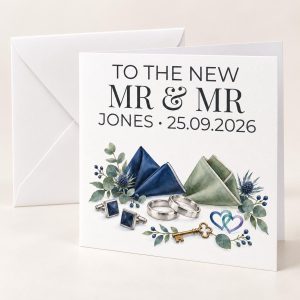Personalised Mr and Mr Wedding Card | Minimalist Two Grooms | Surname & Wedding Date