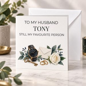 Personalised Anniversary Card for Husband | Still My Favourite Person | Minimal, Any Name
