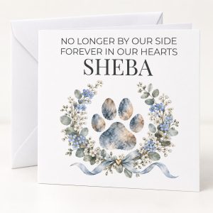 Personalised Paw Print Pet Memorial Card | Forever in Our Hearts | Pet's Name