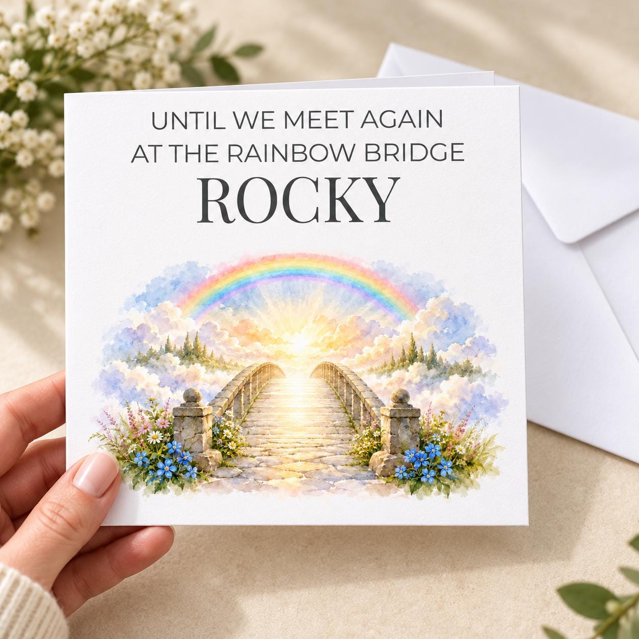Personalised Rainbow Bridge Pet Memorial Card | Until We Meet Again | Pet's Name - Image 4